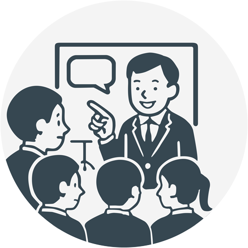 <p>開催当日は、企業ごとの個別ブースで参加学生にむけて説明できます</p>